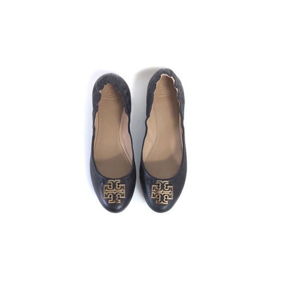 Tory Burch Flats Size 9 Melinda Ballet Flat Black Leather Womens Size 9 - Picture 1 of 9